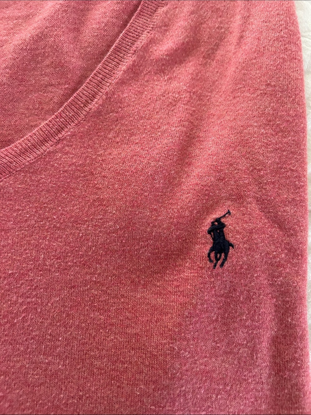 Ralph Lauren Polo V-neck pull-over long sleeved sweater 100%  pima cotton size L
